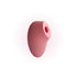 A close-up image of a pink, oval-shaped silicone stimulator with a rounded opening, shown against a white background.