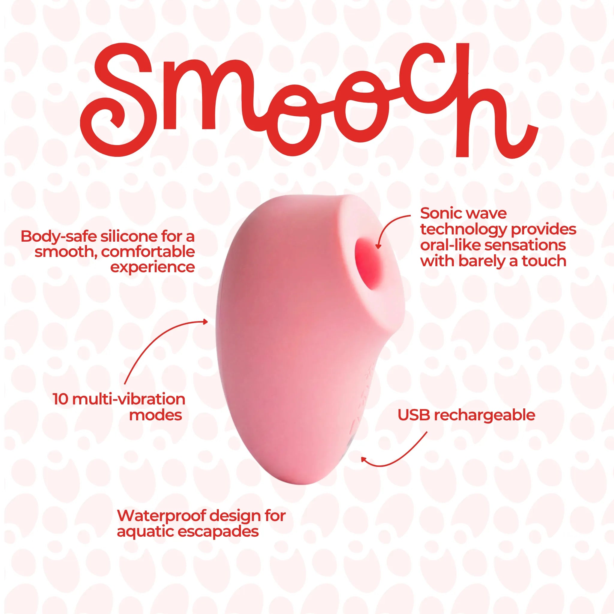 Smooch Sonic Stimulator overhead view on neutral background