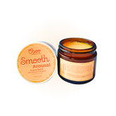 Oboo Smooth Arousal Vulva Balm jar with lid off and product name clearly shown, photographed on a white background.