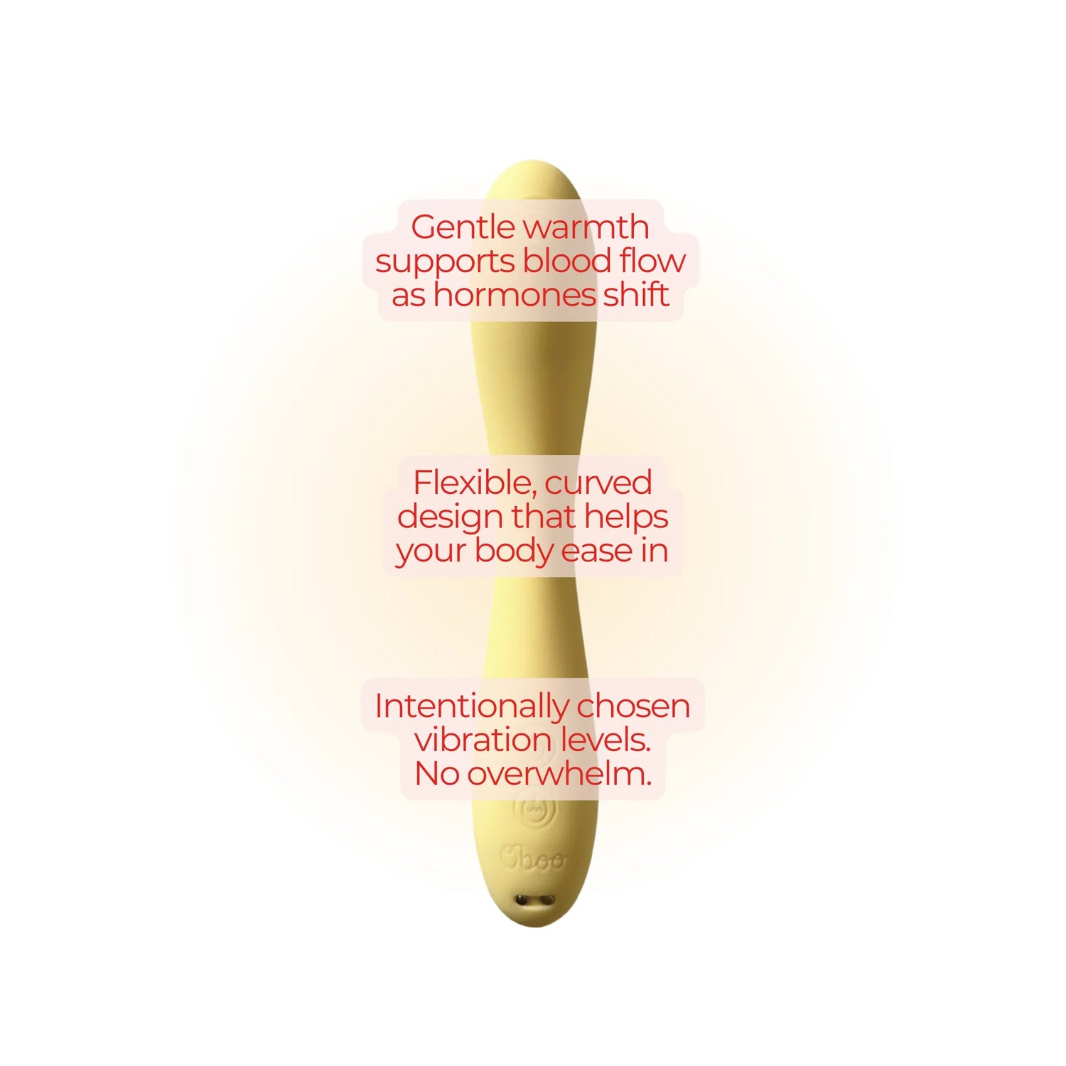 Yellow Woosh Warming Wand by Oboo with text on a white background