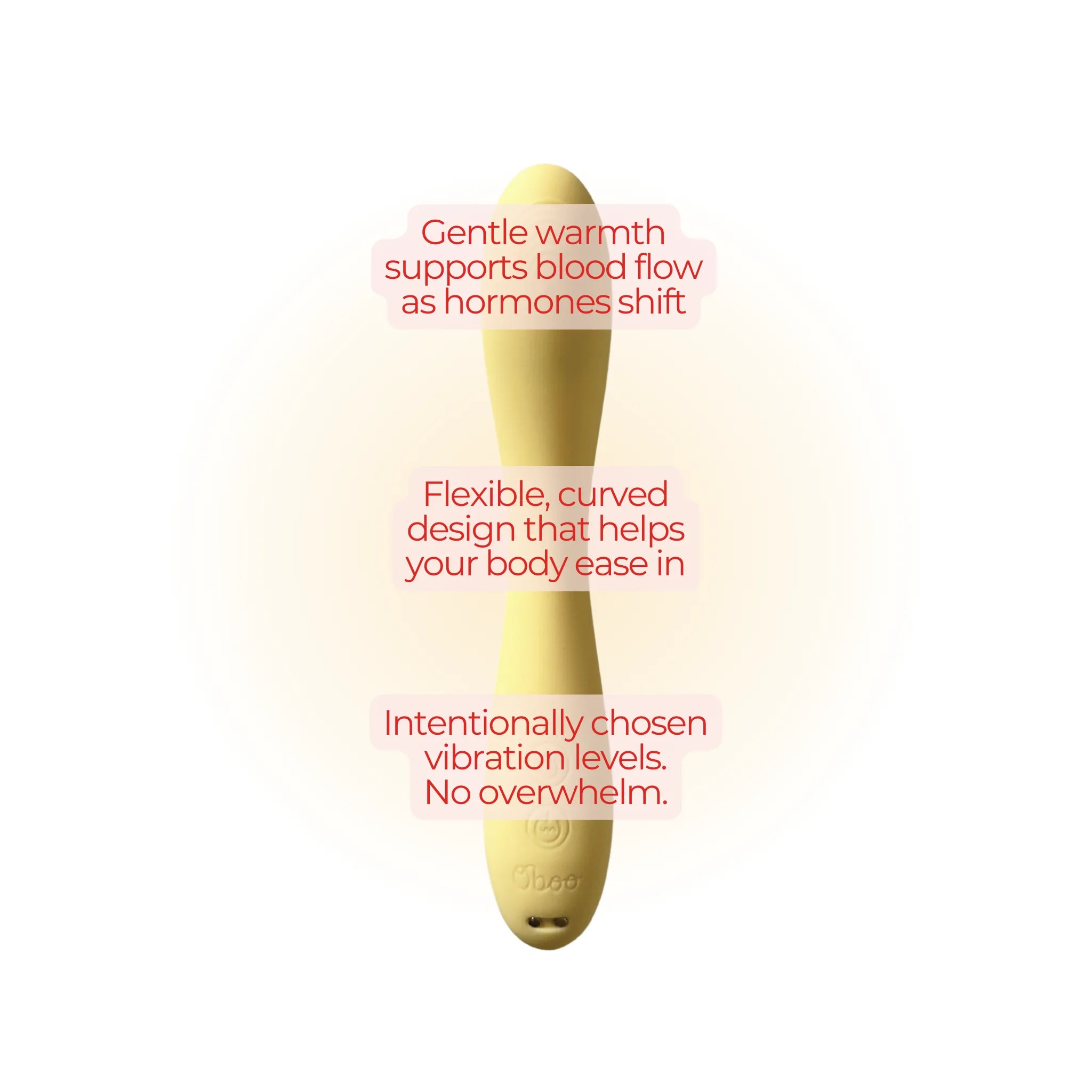 Yellow Woosh Warming Wand by Oboo with text on a white background